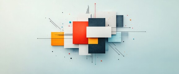 Poster - Abstract geometric composition of colorful shapes