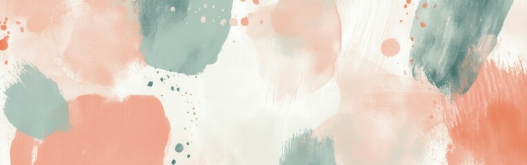 Poster - Abstract dotted pencil strokes pattern in muted peach and teal - modern artistic background with watercolor texture