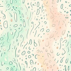 Leinwandbilder - Abstract doodle art with hand-drawn shapes and flowing lines on a watercolor background