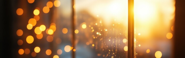 Leinwandbilder - Abstract backdrop of golden-yellow light and rich amber hues with bokeh effects, creating a warm and festive atmosphere