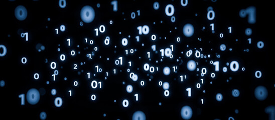 Aufkleber - Abstract image of binary number. Abstract binary code pattern with floating digits zero and one, digital data visualization, technology background, computer science concept, programming