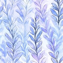 Poster - Watercolor Branches Pattern: Serene Doodle Style with Blue and Purple Hues