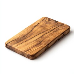 Aufkleber - Elegant Polished Olive Wood Cutting Board with Rounded Edges on White Background