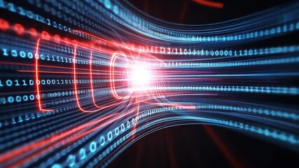 Poster - Abstract digital code tunnel effect.