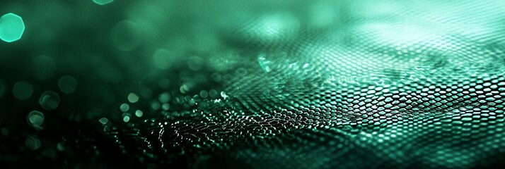 abstract teal netting close up with bokeh lights for background