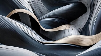Poster - Abstract, flowing, layered design in shades of gray and beige.