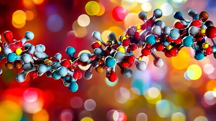 Poster - Colorful dna molecule illustration on bokeh background