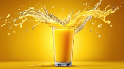 Poster - Vibrant Smoothie Splash Captured Mid-Air With Shining Vitamins in Bright Colors