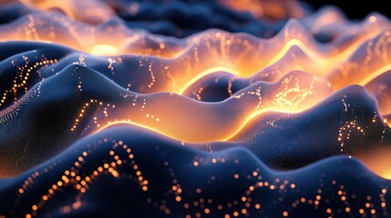 Poster - Abstract visualization of flowing waves in vibrant orange and black hues. creating a dynamic and energetic atmosphere. suitable for digital art or background design