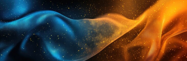 Poster - Abstract waves of orange and blue light blend seamlessly. creating a dynamic visual flow that evokes energy and movement. suitable for backgrounds or digital art