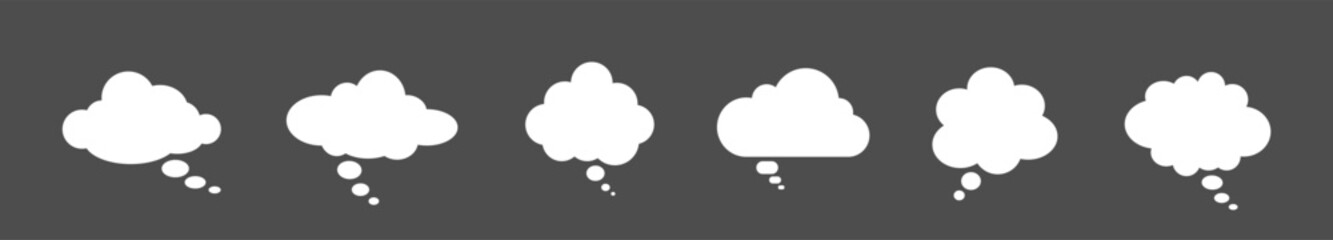 Poster - A set of speech bubbles on a dark background background. A chat window for commenting on messages. White clouds. Vector EPS 10.
