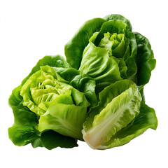 Wall Mural - Fresh iceberg lettuce leaves with vibrant green color and crisp texture cut into pieces isolated on transparent background. isolated white background
