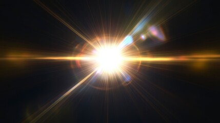 Poster - Bright light explosion, starburst effect on black background.
