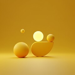 Poster - Minimalist golden geometric arrangement with smooth shapes and soft lighting