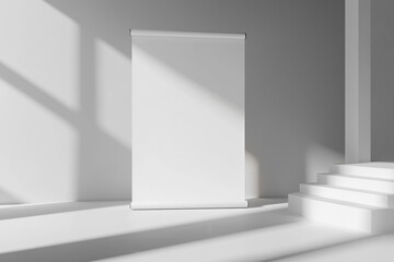 Poster - rollup banner blank mockup on white background