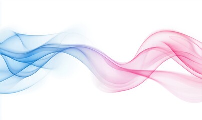 Poster - abstract flowing waves in blue and pink colors creating a smooth gradient effect