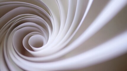 Poster - Abstract spiral design of folded white paper sheets.