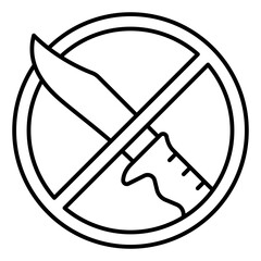 Poster - Knife fight ban thin line icon, prohibited elements concept. Vector graphics. Sharp knife forbidden sign on white background, linear style for mobile or design.