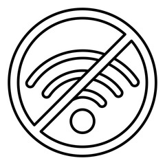 Poster - Wireless connection ban thin line icon, prohibited elements concept. Vector graphics. Wifi signal coverage forbidden sign on white background, linear style for mobile or design.