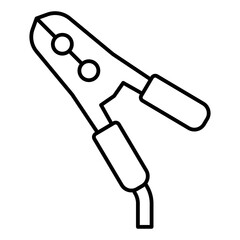 Poster - Charging clip battery connector thin line icon, car service concept. Vector graphics. Electric accumulator clamp, charging sign on white background, linear style for mobile or design.