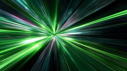 Poster - Abstract Radial Light Burst - Dynamic Energy Effect - Vibrant Green and Teal Color Gradient - Modern Graphic Design Element.