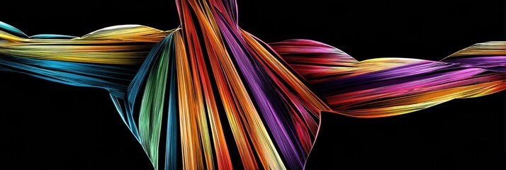 Aufkleber - Muscle Form Illustrated With Rainbow Ribbons Representing Strength and Wellness in an Abstract Design
