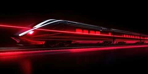 Poster - Futuristic high-speed train with sleek design and glowing red accents