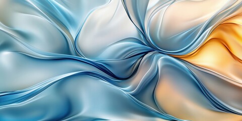 Poster - abstract silk fabric texture in blue and orange tones with flowing curves and waves