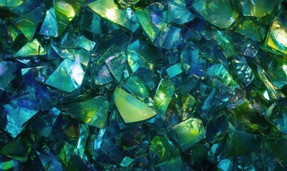 Poster - Vibrant blue and green crystal shards creating a mesmerizing abstract background