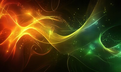 Poster - Abstract colorful wave patterns with glowing light effects in vibrant hues