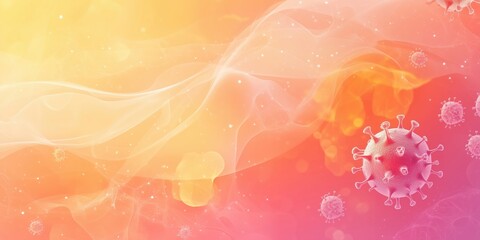 Poster - Colorful abstract background featuring virus illustrations and flowing shapes
