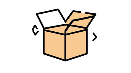 Poster - Minimalist Open Box Icon - Thin Line Art, Modern Storage Symbol, Empty Container, Packaging Graphic for E-commerce, Unboxing Concept, Trendy Flat Design Vector
