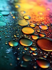 Leinwandbilder - Exploring the Vibrant Texture of Crude Oil With Rainbow Highlights and Reflections Under Macro Lens