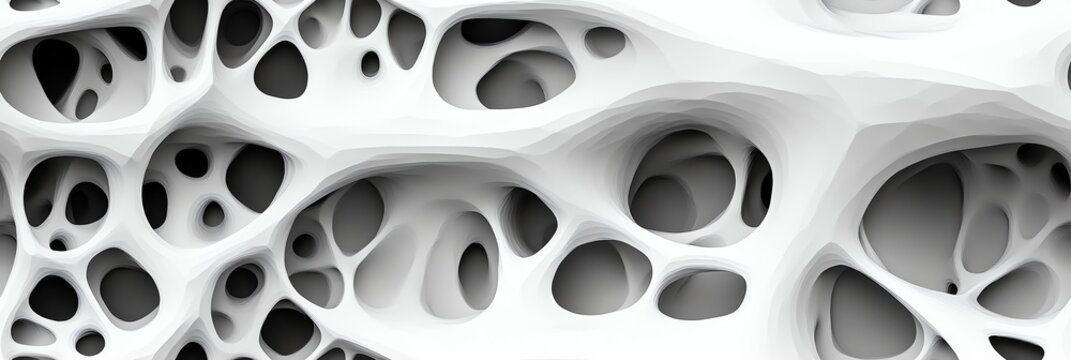 Abstract White Organic Structure with Rounded Cavities and Smooth Texture