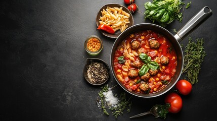 Poster - Overhead shot of a beautifully presented bowl of Italian wedding soup, showing the arrangement of meatballs, vegetables, and pasta in the flavorful broth. Classic Italian soup.