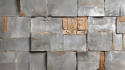 Poster - Weathered concrete texture, prominent cracks, hints of brick, old building material