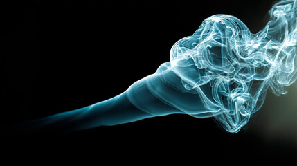 Poster - Abstract smoke waves  blue smoke swirls gracefully against a dark background, 
 