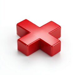 Poster - Red cross symbol three dimensional isolated on white background