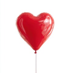Poster - Red heart shaped balloon floating isolated on white background