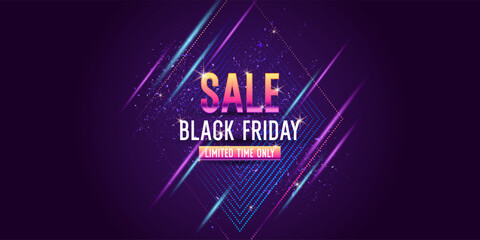 Poster - Black Friday. A bright modern poster to draw attention to the sale of goods. A beautiful poster to advertise a store or website. Discounts on products and services. Concise and stylish design.