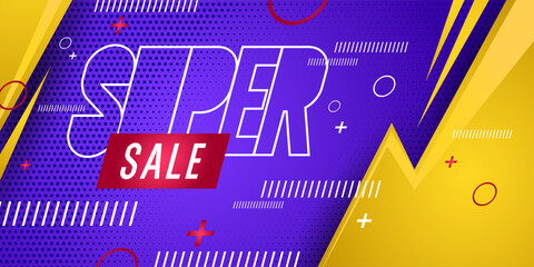 Poster - Poster sale. Bright abstract background with various geometric elements. A composition of various shapes. A template for creative work.