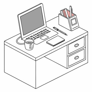 Executive desk  with white background 