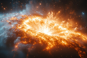 Leinwandbilder - A stunning depiction of a cosmic explosion in space, showcasing vivid colors and dynamic energy.