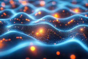 Fototapete - A stunning visual of glowing waves, showcasing a blend of vibrant colors and dynamic light that evokes a sense of energy and innovation.