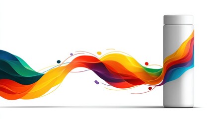 Aufkleber - Modern Pill Bottle With Vibrant Color Wave Representing Pharmacy Care in a Contemporary Setting