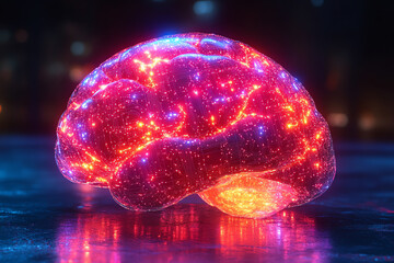 Poster - A vibrant, glowing representation of a brain, illuminated with stars and colors, symbolizing creativity and intelligence.