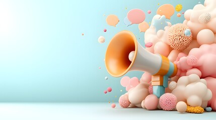 Poster - a visually striking and imaginative digital depicting a modern audio speaker device floating amidst 