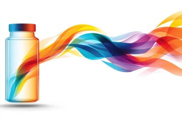 Poster - Modern Pill Bottle With Vibrant Colors Illustrating Pharmacy Care and Health Awareness