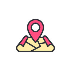 Poster - Map navigation colored icons, minimalist vector illustration ,simple transparent graphic element .Isolated on white background