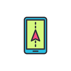 Poster - Navigation app colored icons, minimalist vector illustration ,simple transparent graphic element .Isolated on white background